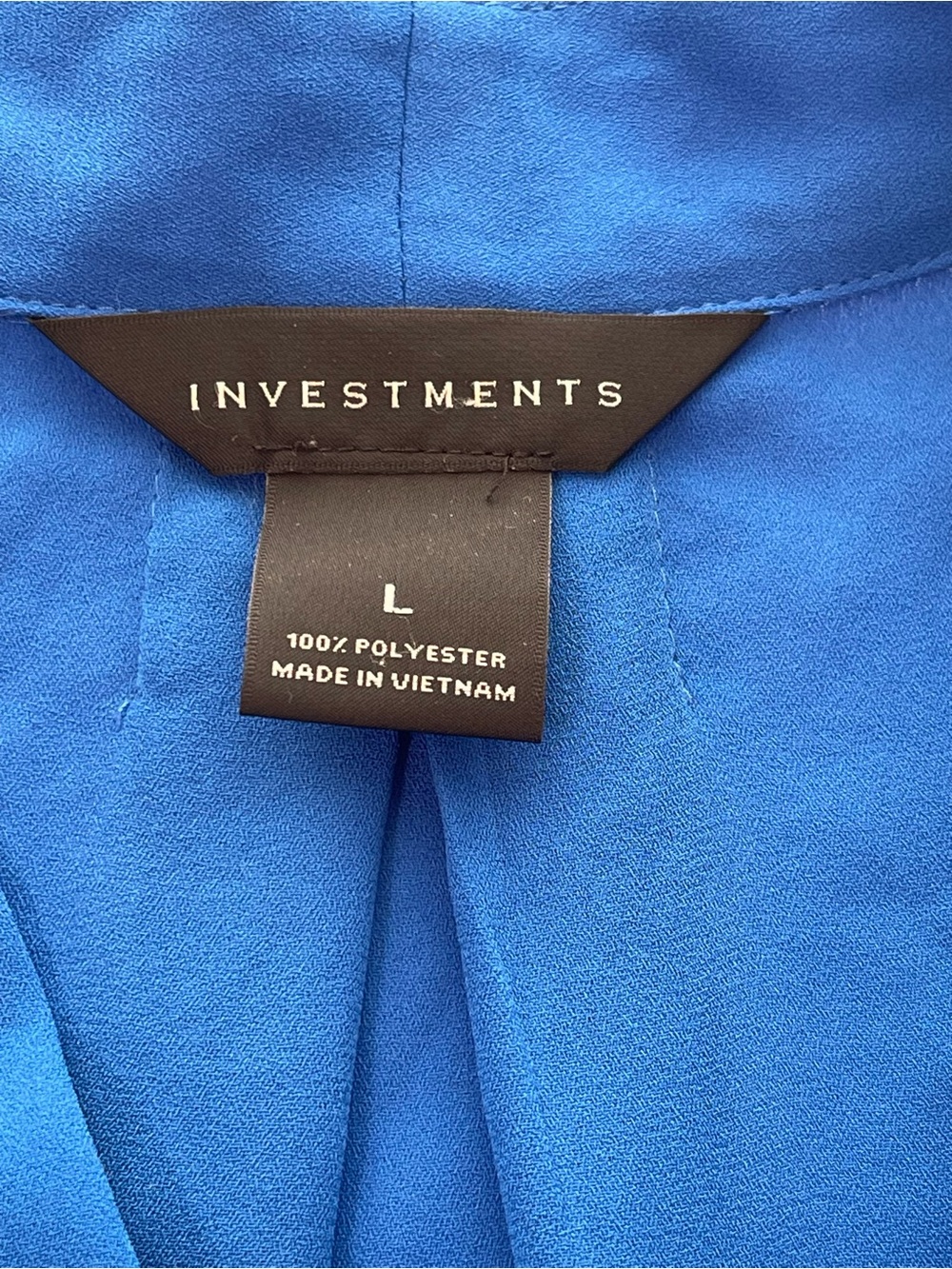 Investments Women’s Blue V-Neck Blouse Large 3/4 Sleeve Career Office Lightweigh - Picture 4 of 5